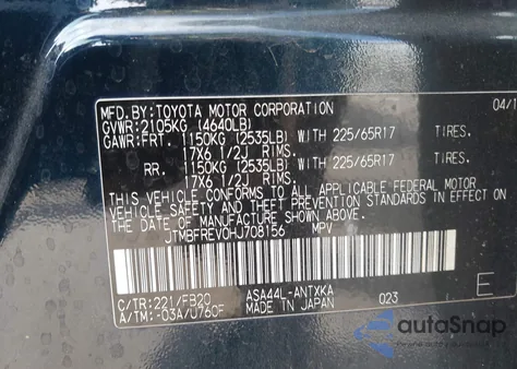 2017 Toyota Rav4 Le z USA, uszkodzony, nr VIN JTMBFREV0HJ708156